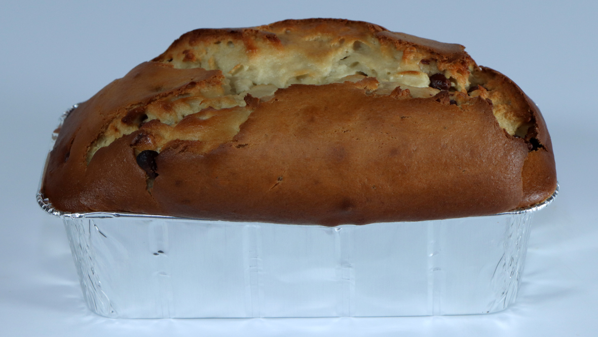 Aluminum bread pan with banana bread